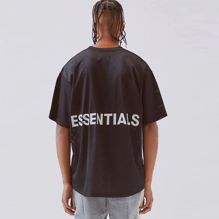 Fear of God FOG Essentials Back Boxy Logo Heavy Mesh SS Tee Black