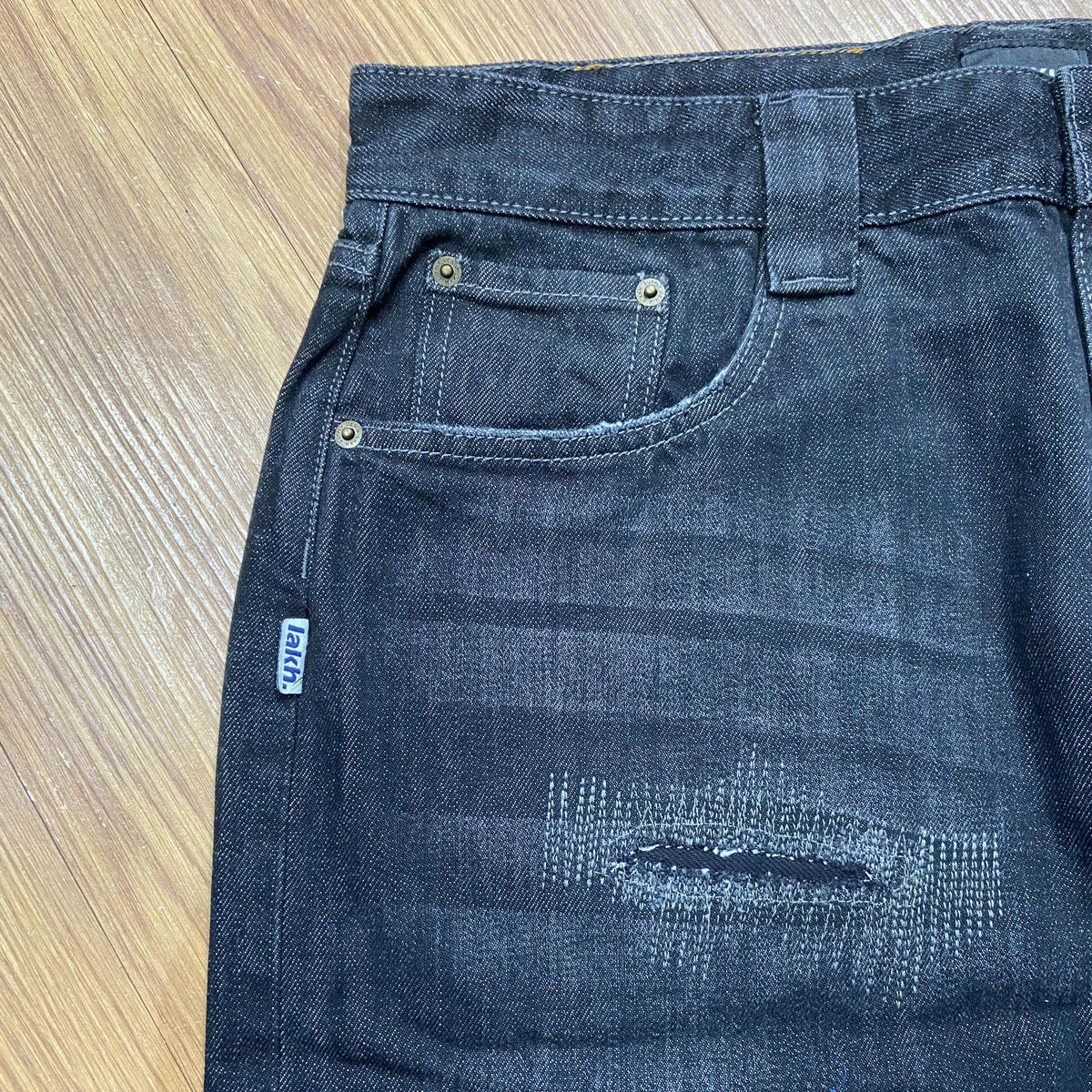 LAKH Supply Distressed Denim Shorts Black SH-DS-BLCK