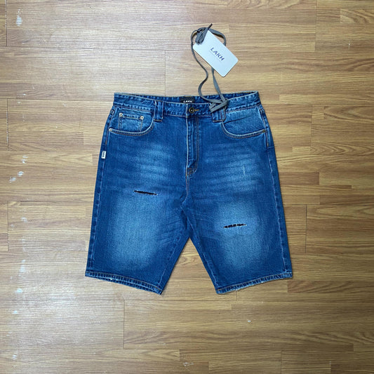 LAKH Supply Distressed Denim Shorts Navy SH-DS-NAVY