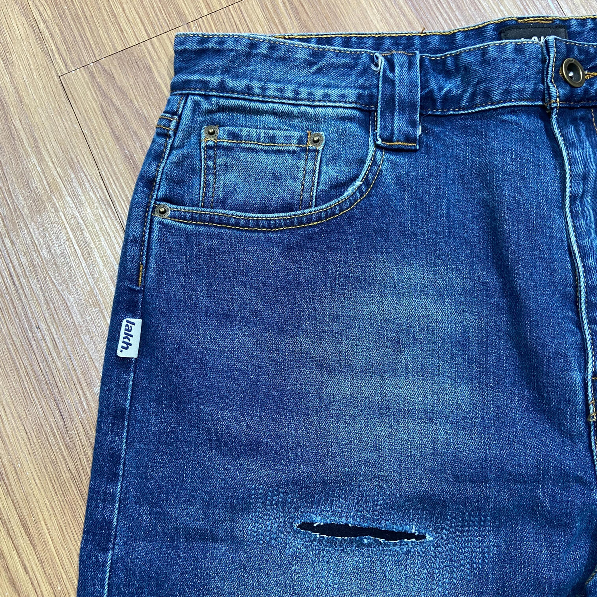 LAKH Supply Distressed Denim Shorts Navy SH-DS-NAVY
