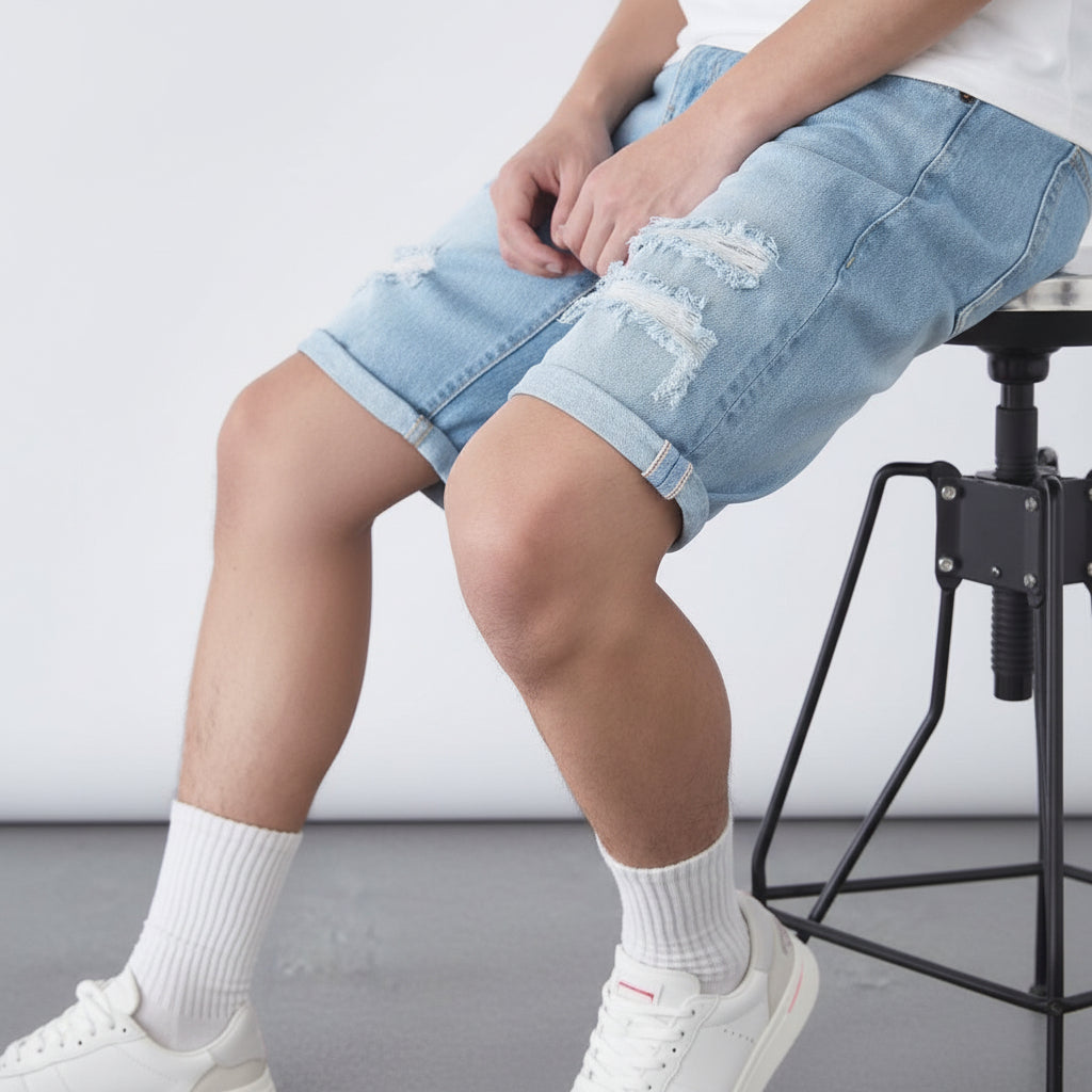 LAKH Supply Magic Patch 2.0 Denim Shorts Light Blue SH-MPLB2