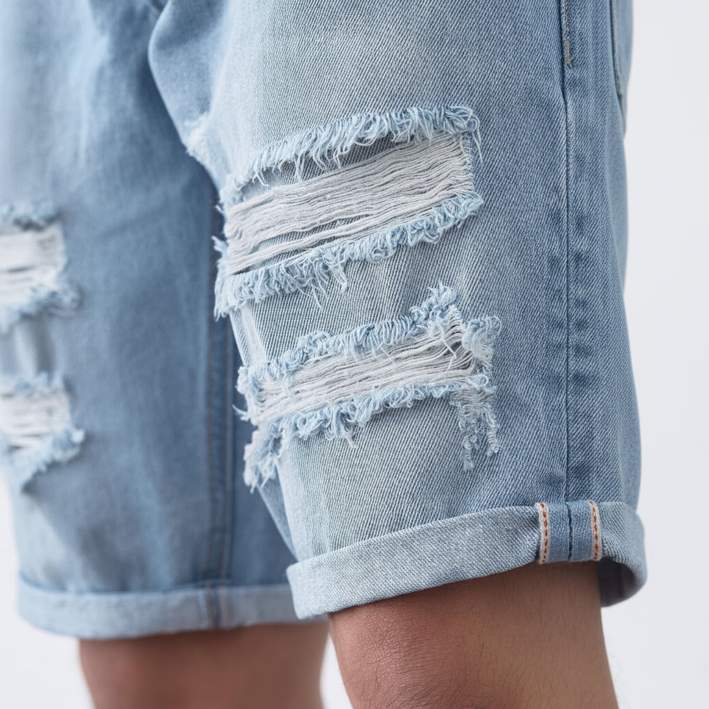 LAKH Supply Magic Patch 2.0 Denim Shorts Light Blue SH-MPLB2