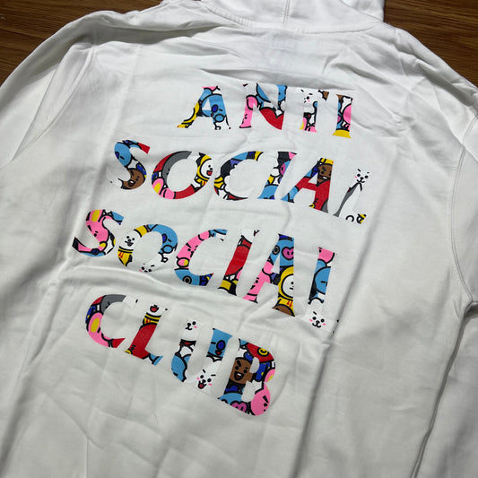 Line Friend BT21 x Anti Social Social Club ASSC Hooded Sweatshirt Hoodie White 背面logo細節實拍