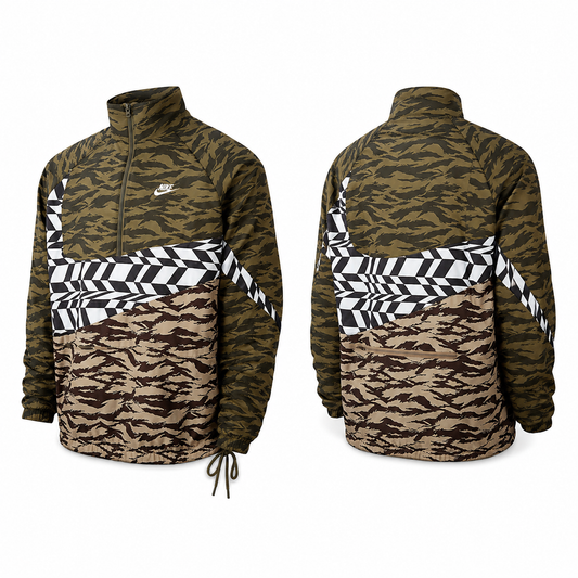 Nike NSW Ultra Swoosh Woven Half Zip Anorak Olive Camo AO0862-222