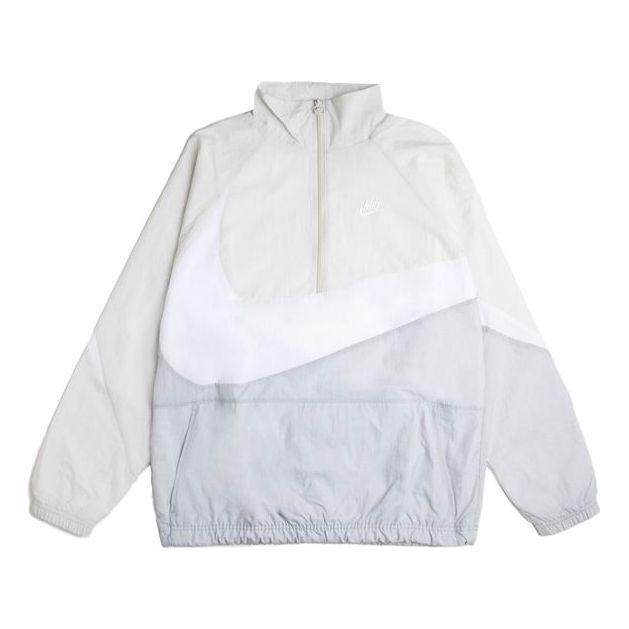 Nike NSW Ultra Swoosh Woven Half Zip Anorak Grey/Black | Wolf Grey/White