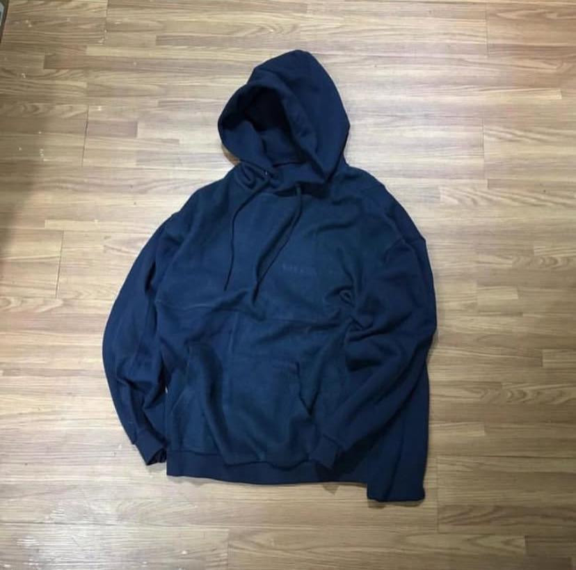 PIN SKTBS 羊羔絨拼布連帽衛衣 深藍色 22AW 實拍