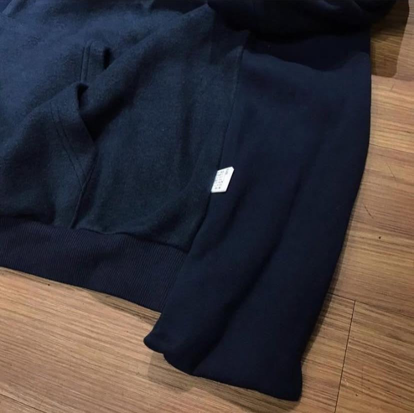 PIN SKTBS 羊羔絨拼布連帽衛衣 深藍色 22AW 實拍
