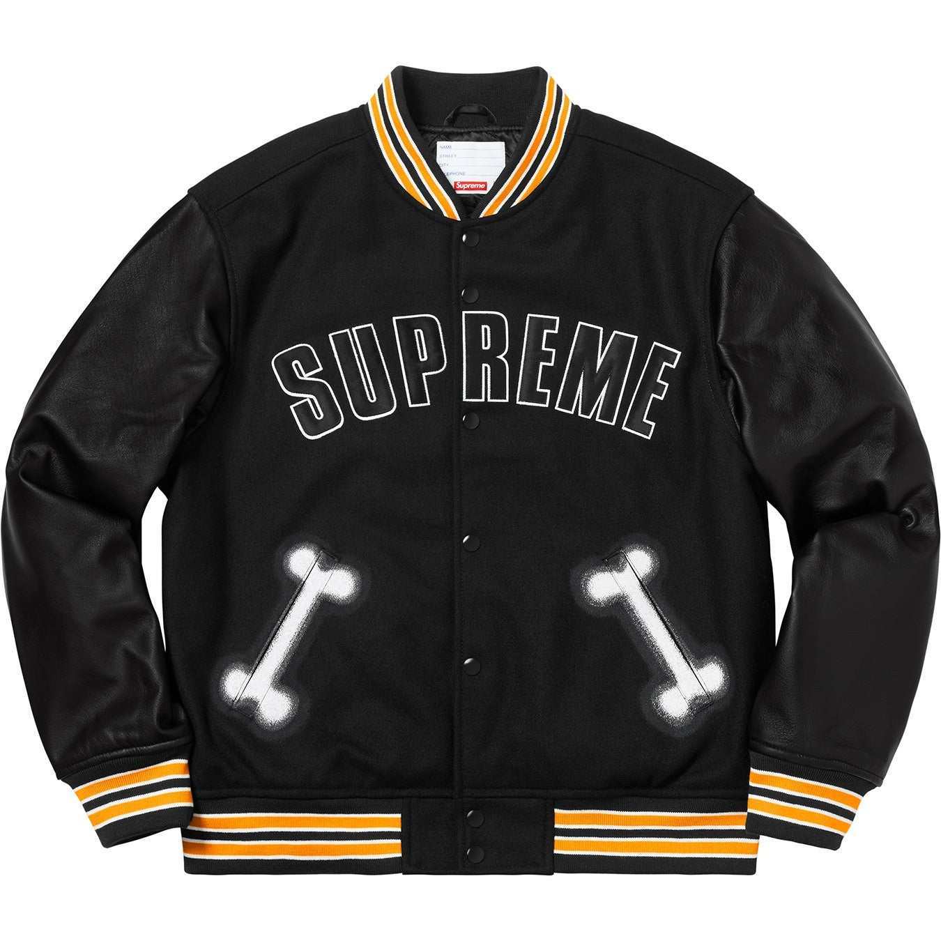 Supreme FW18 Bone Varsity Jacket Black