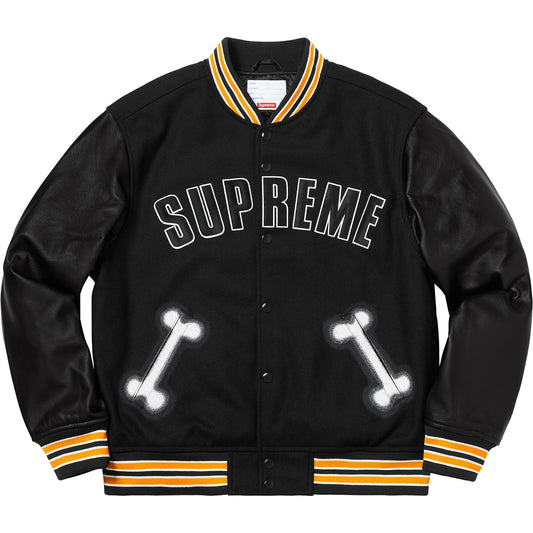 Supreme FW18 Bone Varsity Jacket Black