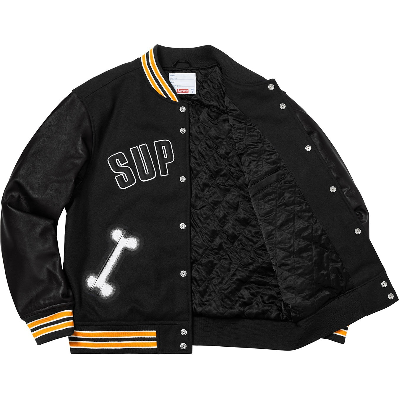 Supreme FW18 Bone Varsity Jacket Black