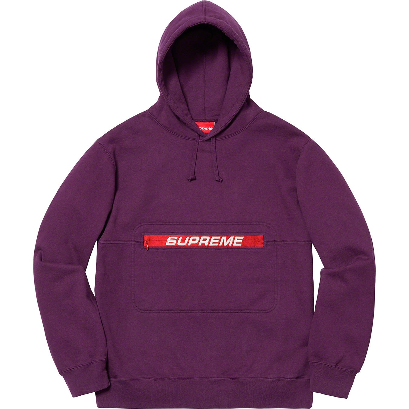 Supreme SS19 Zip Pouch Hooded Sweatshirt Hoodie Eggplant