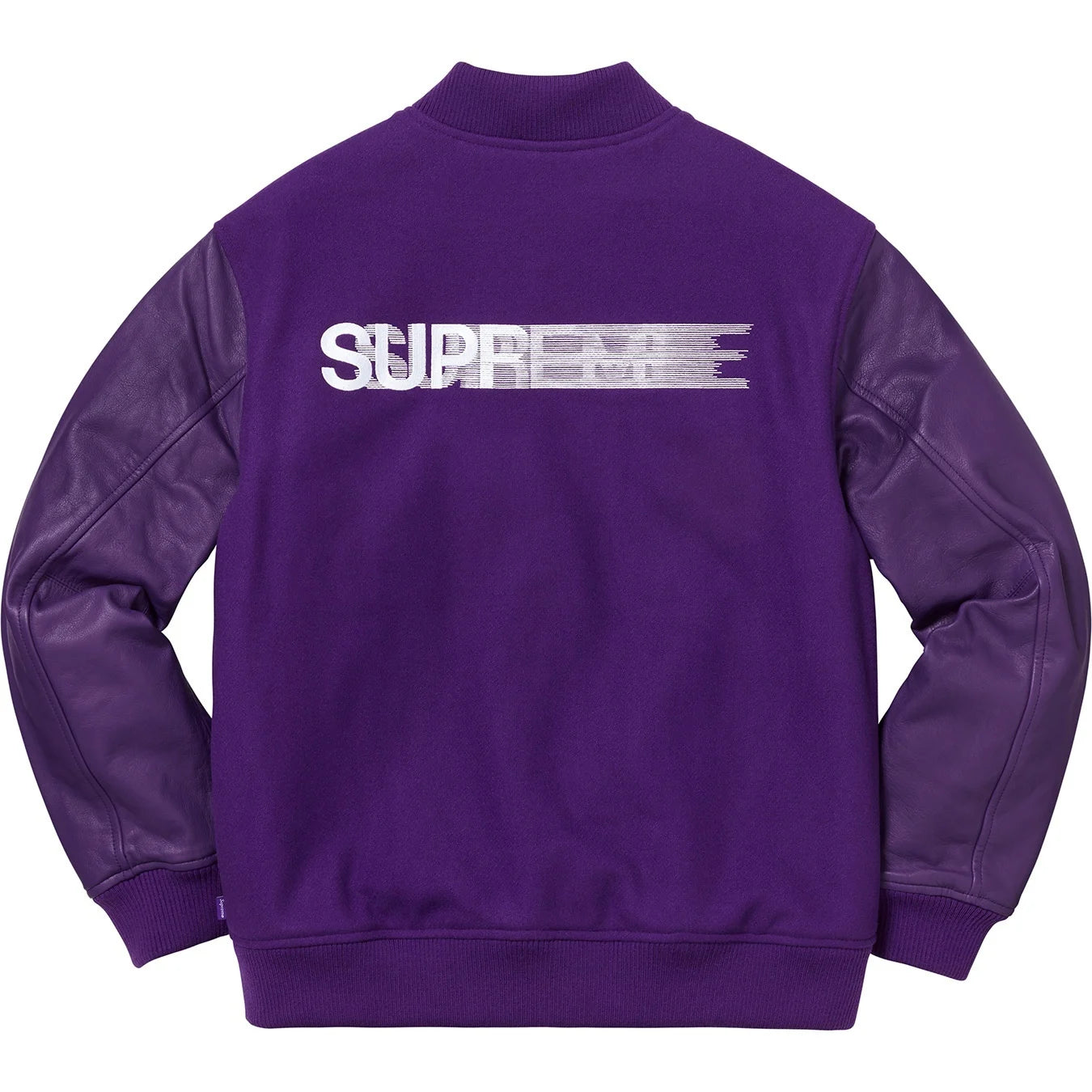 Supreme FW18 Motion Logo Varsity Jacket Purple