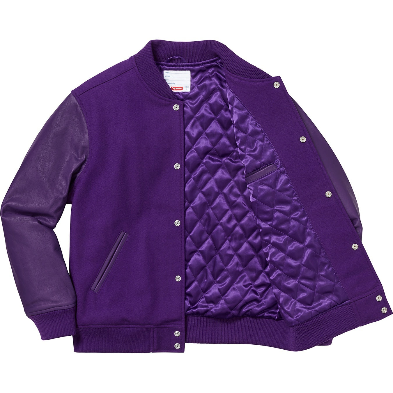 Supreme FW18 Motion Logo Varsity Jacket Purple