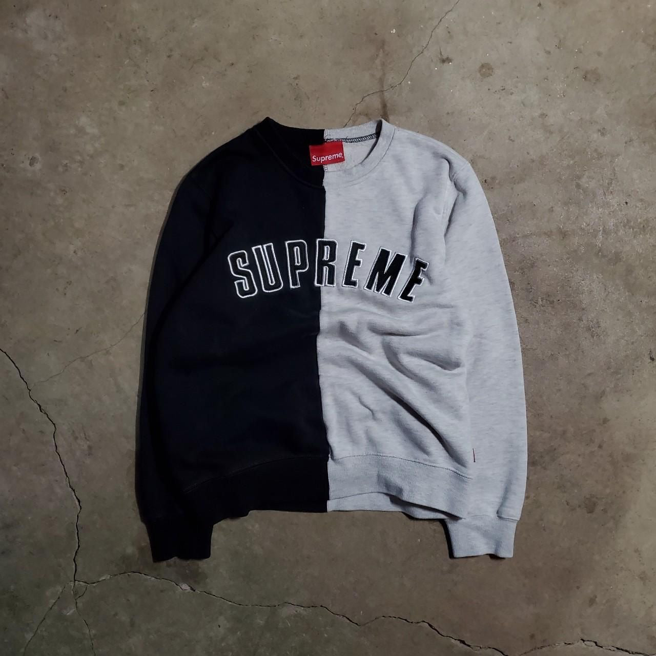 Supreme FW18 Split Crewneck Sweatshirt (ARC Logo) Black x Grey