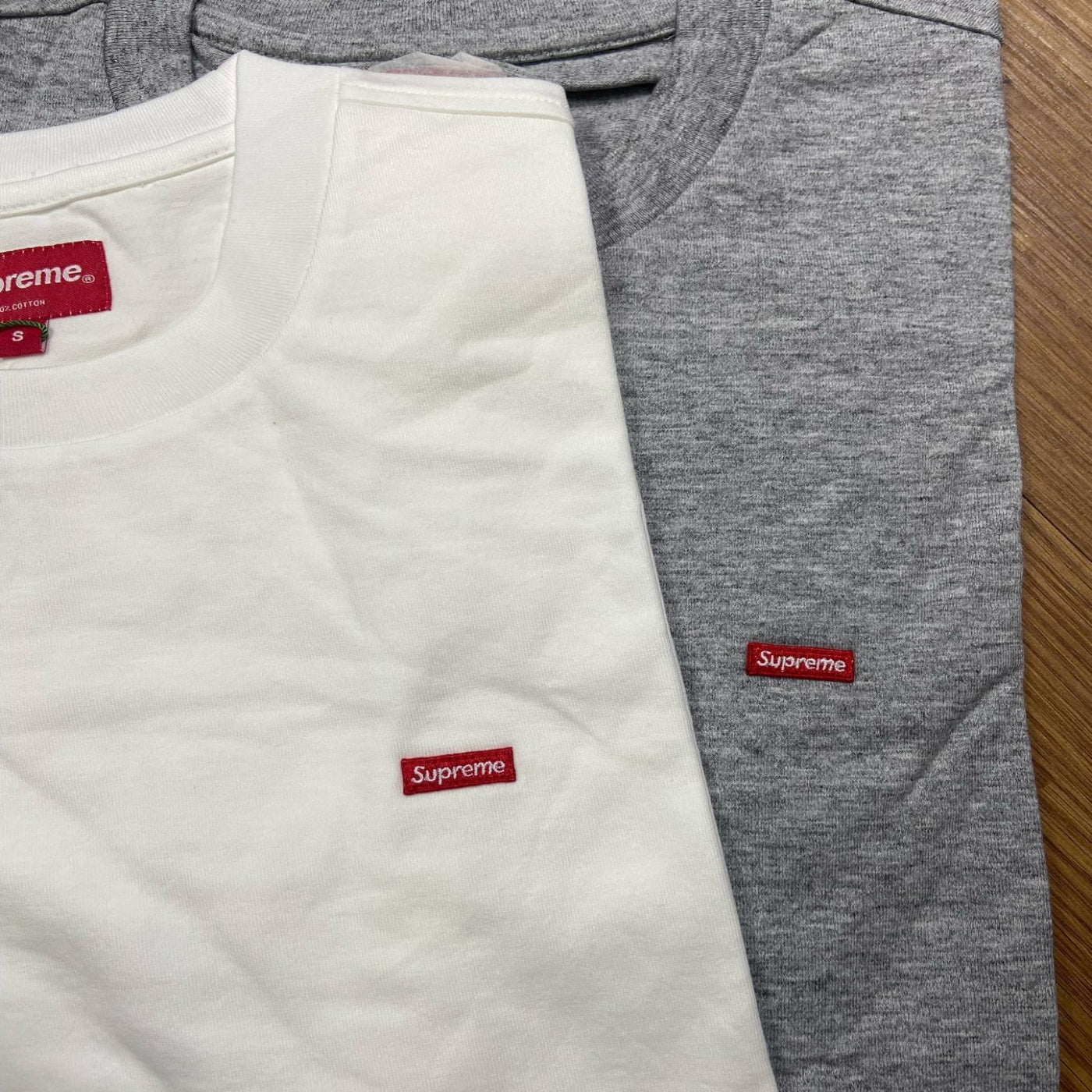 Supreme FW19 Small Box S/S Tee (繡紅Box) White Heather Grey