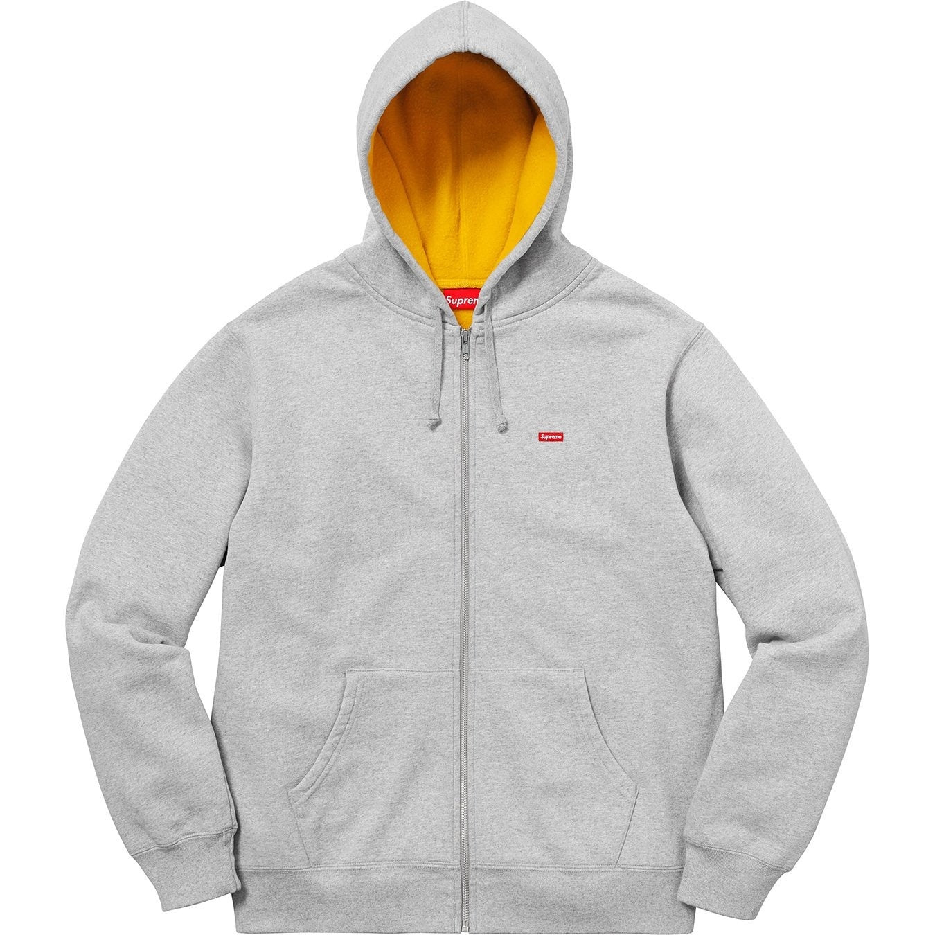 Supreme SS18 Contrast Zip Up Hooded Sweatshirt (Small Box) Grey