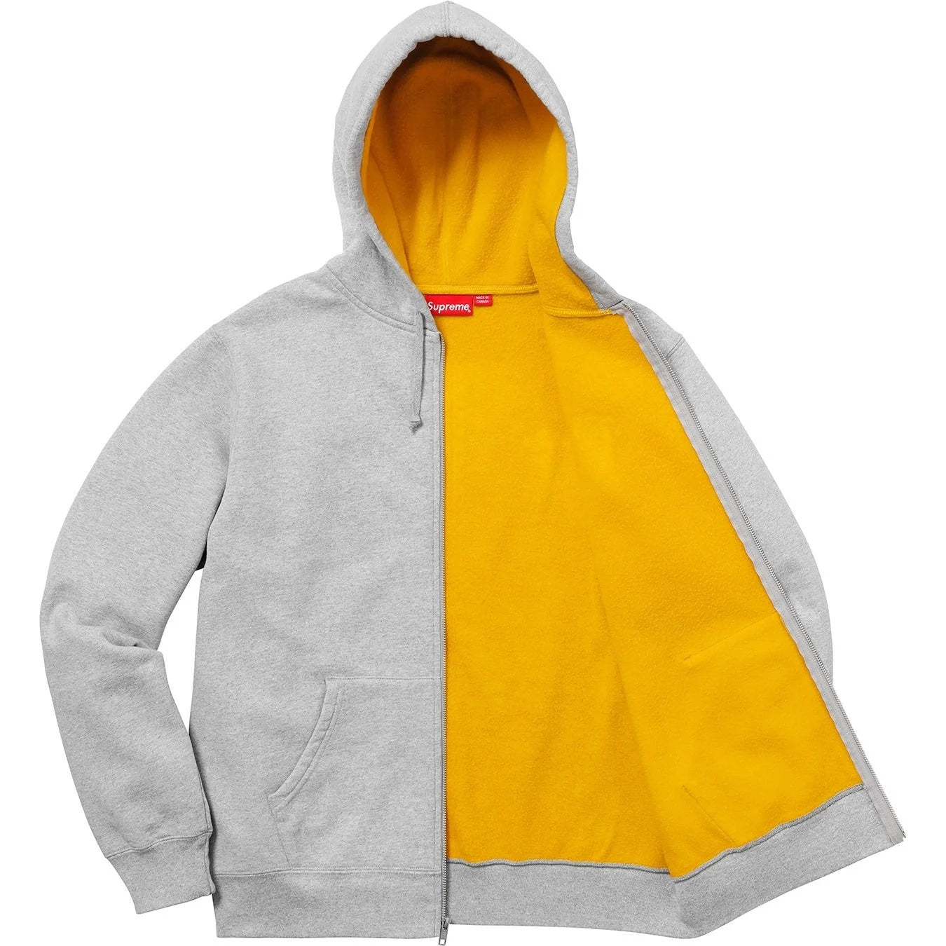 Supreme SS18 Contrast Zip Up Hooded Sweatshirt (Small Box) Grey