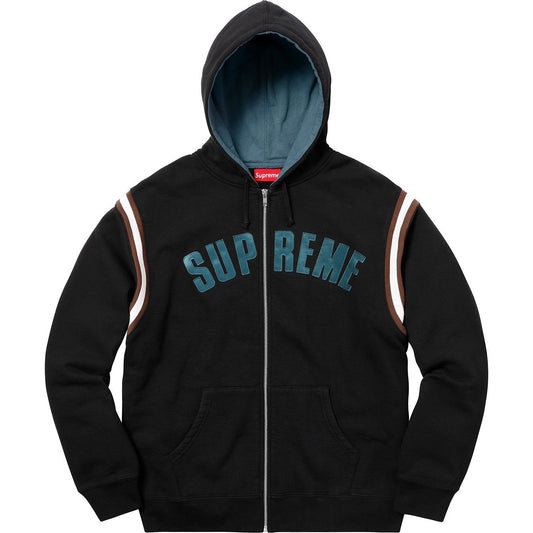 Supreme SS18 Jet Sleeve ARC Logo Zip Up Hooded Sweatshirt Black