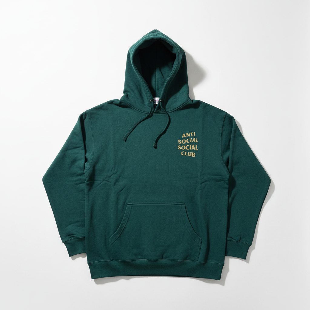 Anti Social Social Club ASSC Glitter Logo2 Hooded Sweatshirt Hoodie Green
