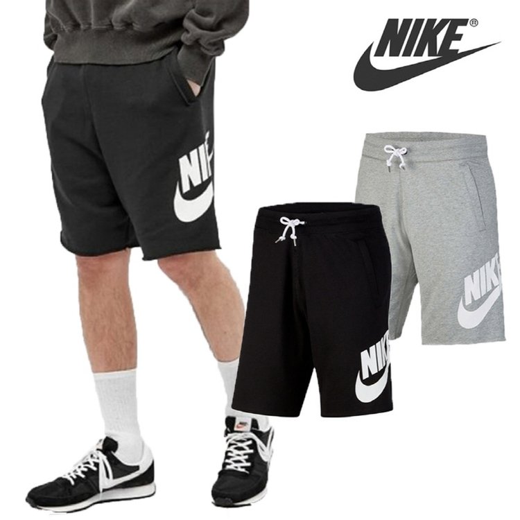 Nike NSW Retro Logo Raw Edge Sweat Shorts Black AT5268-010 Grey AT5268-063
