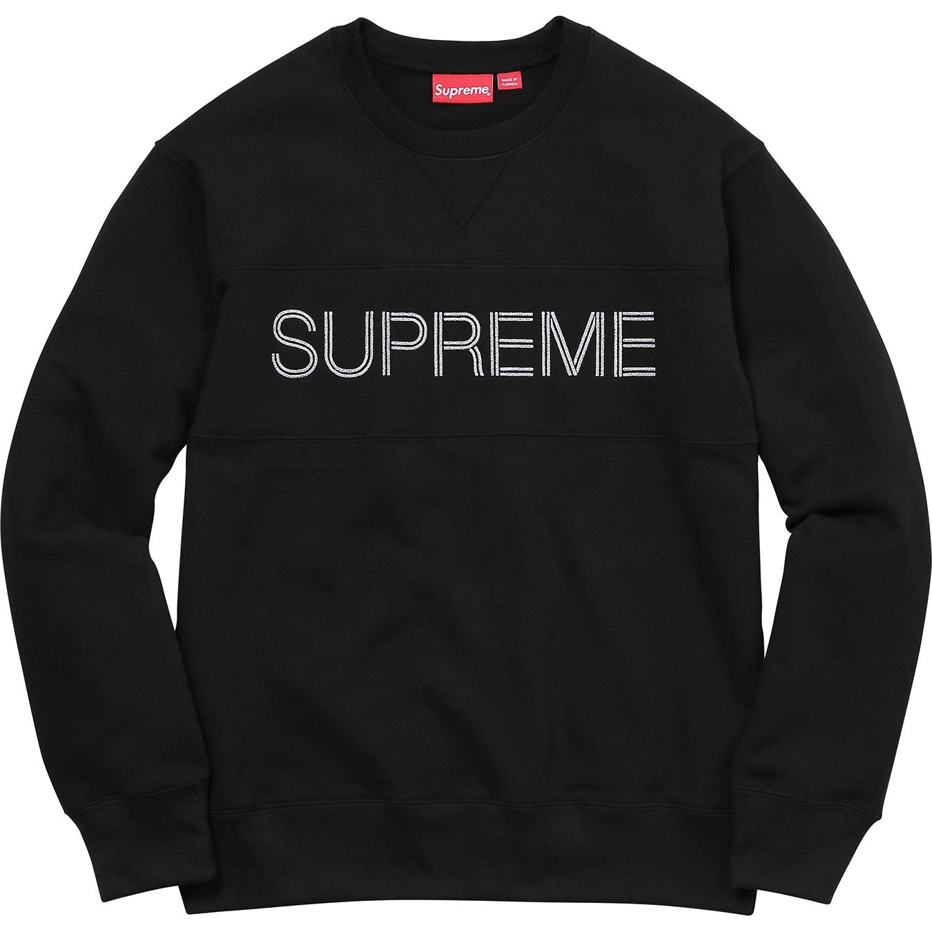 Supreme FW17 Zig Zag Stitch Panel Crewneck