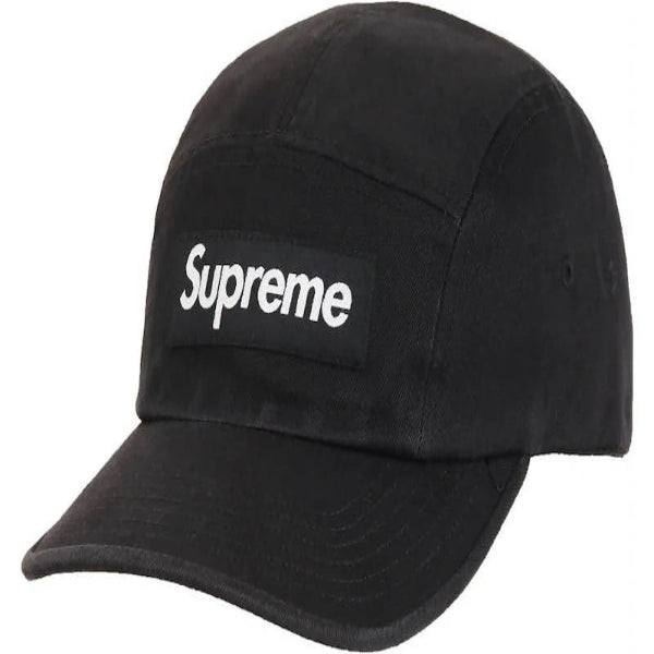 Supreme SS17 Washed Chino Twill Camp Cap Black (皮扣)