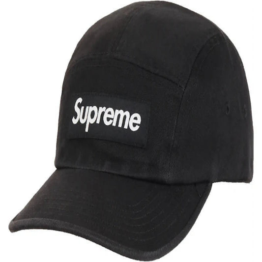 Supreme SS17 Washed Chino Twill Camp Cap Black (皮扣)